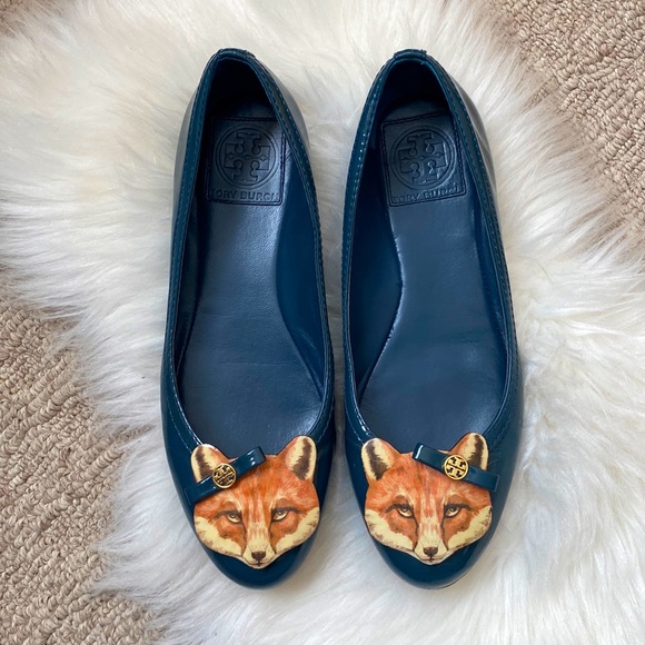 Tory Burch Shoes - Tory Burch Fox Blue Patent Leather Ballet Flats sz 5.5